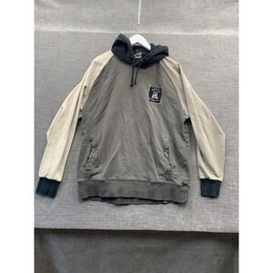 Teddy Fresh Hoodie Mens XL Gray Tan Colorblock Bear Logo Cotton Raglan Sleeve